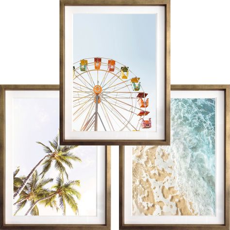 Set 3 Cuadros Paradise 40x50 Marco Dorado-0
