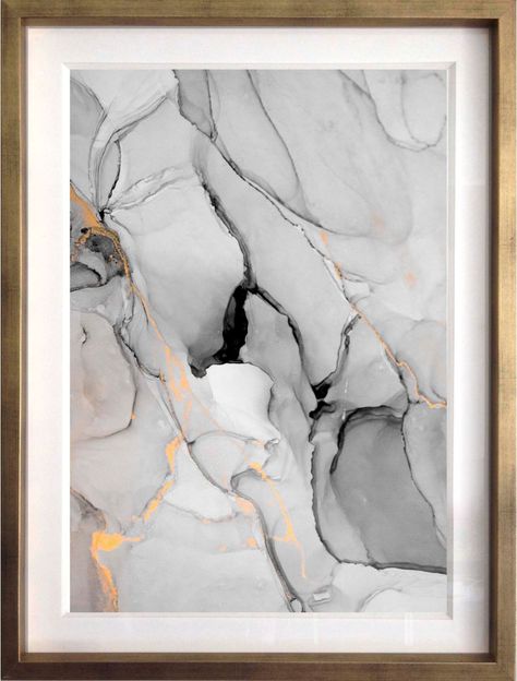 Set 3 Abstractos En B/N 40X50 Marco Dorado-4