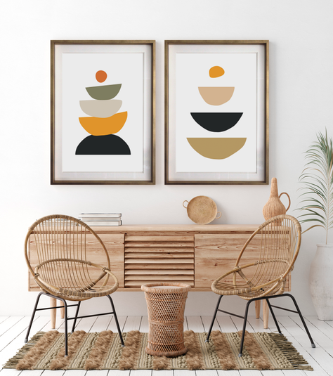 Set 4 Cuadros SCL/BCN 40x50 Marco Dorado-1