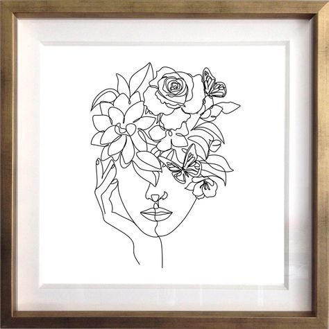 Set 3 Retratos Florales 40X40 Marco Dorado-1