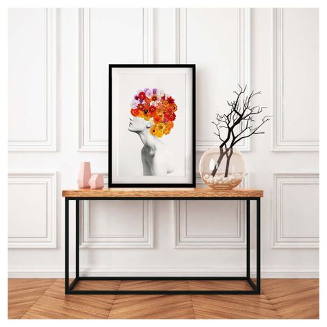 Cuadro Colalle Perfil Floral Rojo  40x50 cm Marco Dorado-1