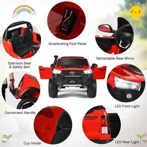 Auto Toyota Hilux Rugged X 12V Red Pintura Real-5