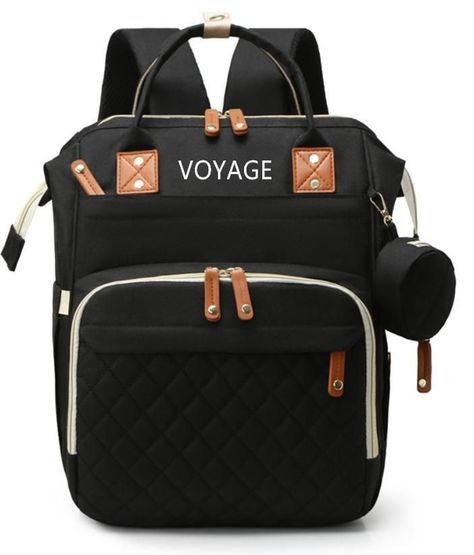 Mochila Pañalera Maternal 3 En 1 VOYAGE BLACK-0