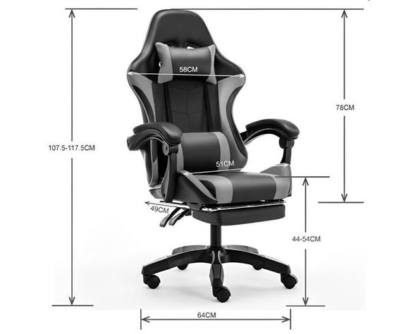 SILLA GAMER 730-5 NEGRA ERGONOMICA RECLINABLE REPOSAPIES-1