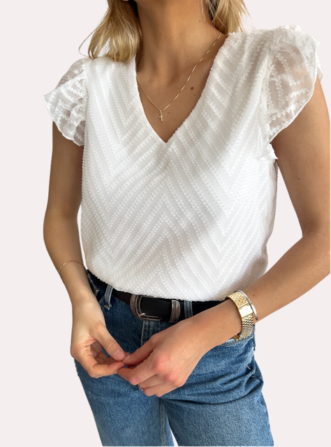 Blusa de gasa escote V-0