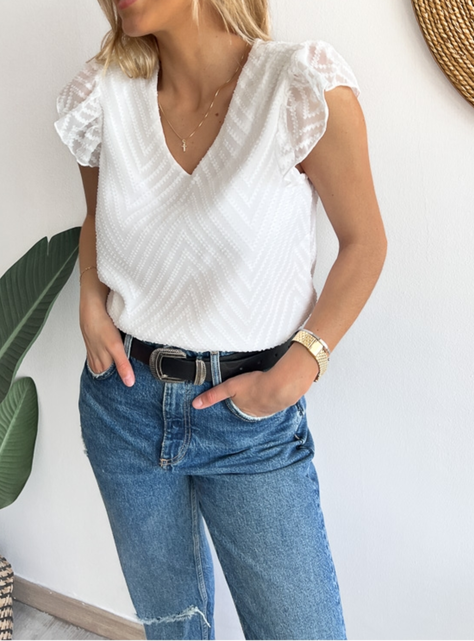 Blusa de gasa escote V-3