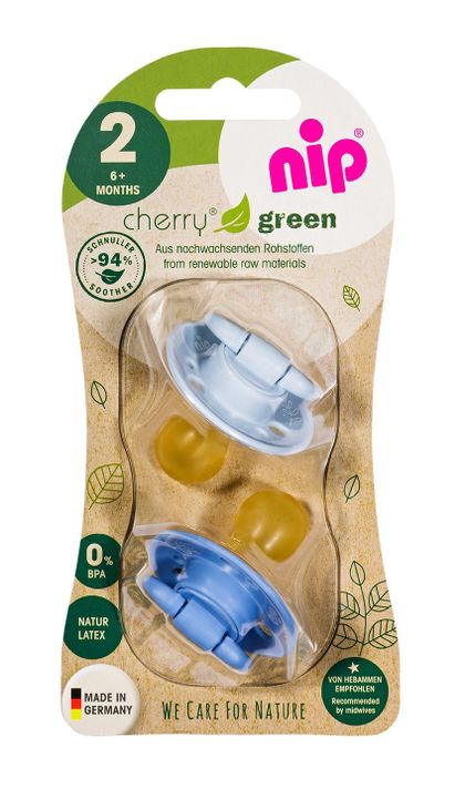 Chupetes Cherry Green Caucho 6+ meses 2 unidades Azul -0