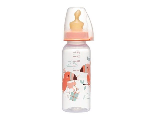 Mamadera tetina ortodóntica látex anticólicos Rosa 250 ml-1