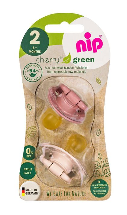 Chupetes Cherry Green Caucho 6+ meses 2 unidades Rosa Beige-0