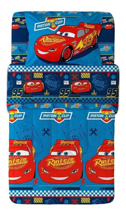 Juego De Sabanas Cars Rayo McQueen 1.5 Plaza-1