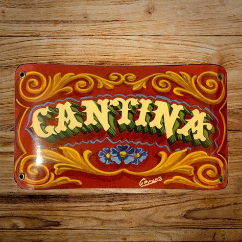 CARTEL CHAPA 13x22 CANTINA (FILETEADO) - FIRE CHILE-1