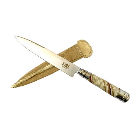 CUCHILLO FIRE INOX TRENZADO ALPACA TIENTO FINO 20CM - FIRE CHILE-1