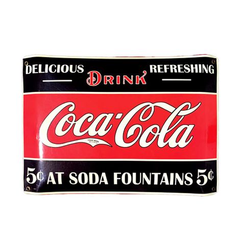 CARTEL CHAPA 25x35 DRINK COCA~COLA $5 - FIRE CHILE-0