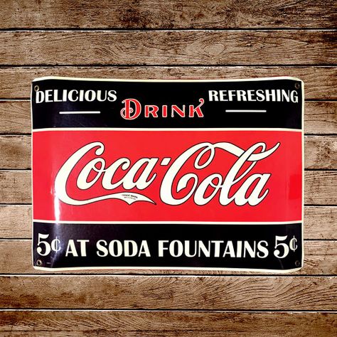 CARTEL CHAPA 25x35 DRINK COCA~COLA $5 - FIRE CHILE-1