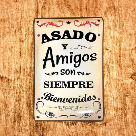 CARTEL CHAPA 25x35 ASADO Y AMIGOS SON SIEMPRE - FIRE CHILE-1