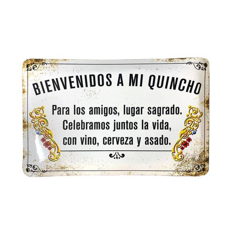 CARTEL CHAPA 25x35 BIENVENIDOS A MI QUINCHO PARA LOS AMIGOS - FIRE CHILE-0
