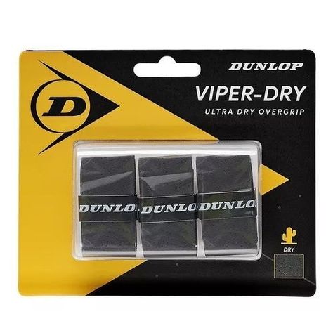 Overgrip Dunlop Viper Dry Negro X3 Tenis/Padel-0