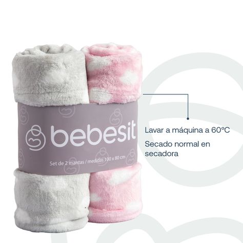 Pack 2 Mantas Bebe Hipoalergénica 100*80 cm Rosa Bebesit-5