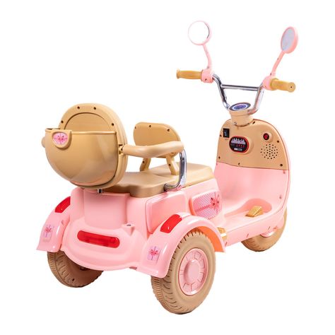 Moto Scooter Eléctrica Doble Rosa Bebesit-2