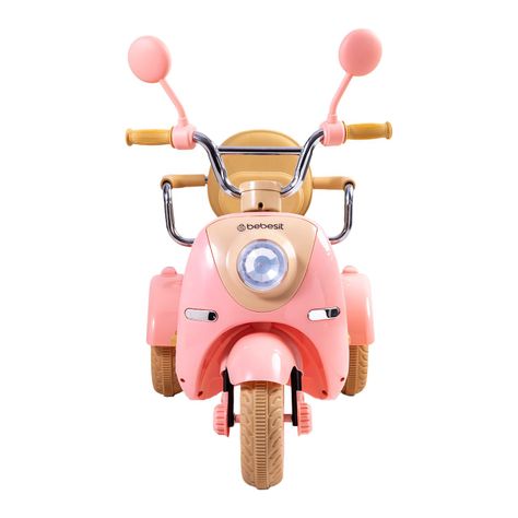 Moto Scooter Eléctrica Doble Rosa Bebesit-3