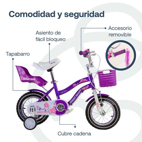 Bicicleta Infantil Queen Aro 12 Morada Bebesit-4