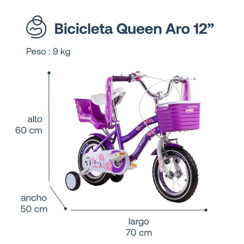 Bicicleta Infantil Queen Aro 12 Morada Bebesit-6
