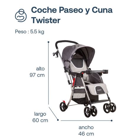 Coche Paseo y Cuna Twister SX Gris Bebesit-6