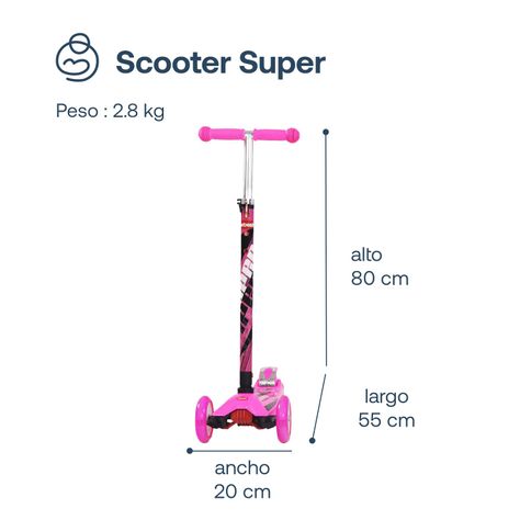 Scooter Infantil S012 Rosa Bebesit-2
