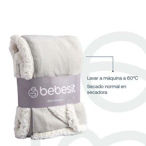 Manta Sherpa Bebe Hipoalergénica 91*127 cm Gris Bebesit-6