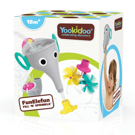 Juego de Baño Elefante Embudo Gris Infantil Bebé Niño Niña Tina Yookidoo-5