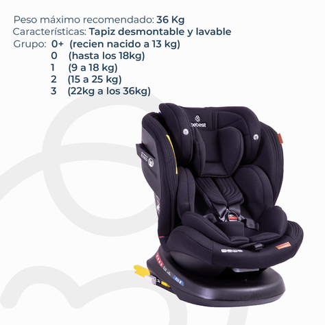 Silla de Auto Convertible Isofix Supra 360º Premium Negro-2