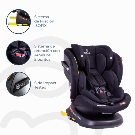 Silla de Auto Convertible Isofix Supra 360º Premium Negro-3