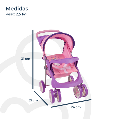 Coche de Juguete para Muñeca + Cuna Unicornio Bebesit-4