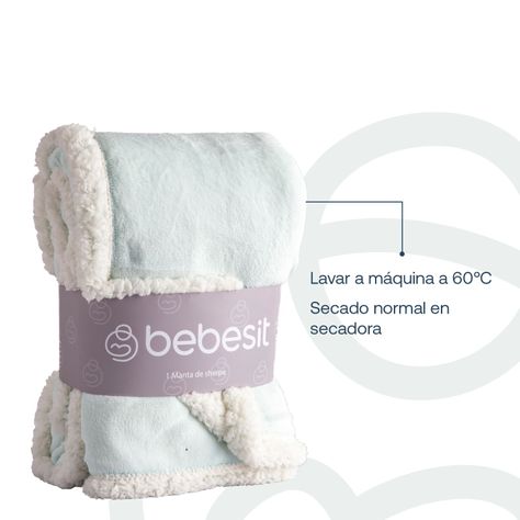 Manta Sherpa Bebe Hipoalergénica 91*127 cm Celeste Bebesit-5
