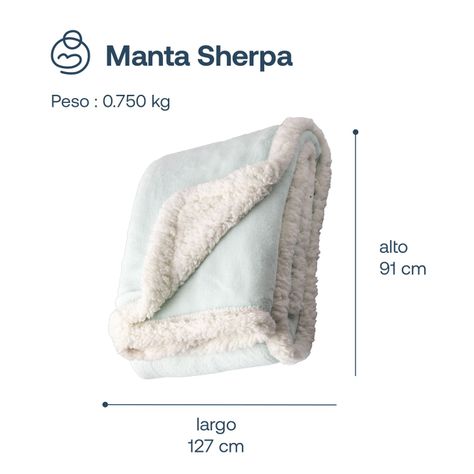 Manta Sherpa Bebe Hipoalergénica 91*127 cm Celeste Bebesit-6