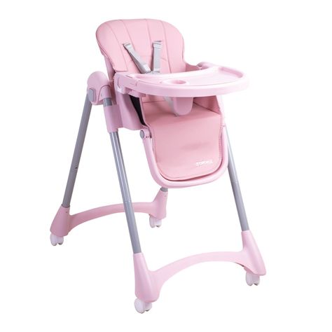 Silla de Comer Bebe Reclinable Plegable Easy Eat Rosada-0