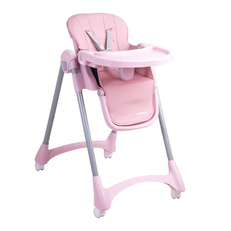 Silla de Comer Bebe Reclinable Plegable Easy Eat Rosada-1