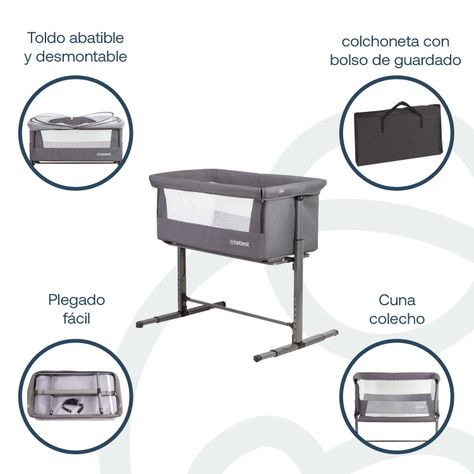 Cuna Colecho con Mosquitero MySide LX Gris Bebesit-3