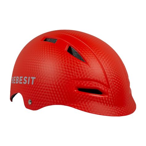 Casco Bicicleta Regulable Niño Niña Rojo Bebesit-0