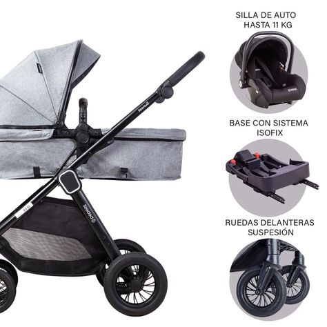 Coche Cuna Travel System Isofix Sunset Premium Gris Bebesit-8