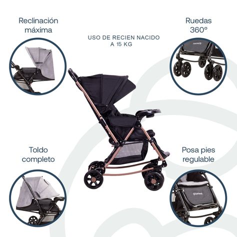 Coche Cuna Balancin SX Negro Dorado Bebesit-7