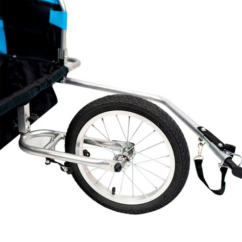 Carro arrastre trailer para bicicletas 2 niños BeRide Azul-5