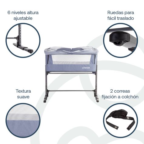Cuna Colecho con Mosquitero MySide LX Azul Bebesit-2