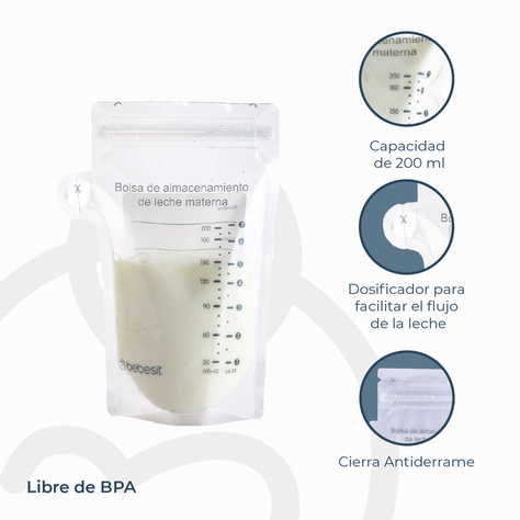 Pack 30 Bolsas Para almacenar Leche Materna 200 Ml Bebesit-5