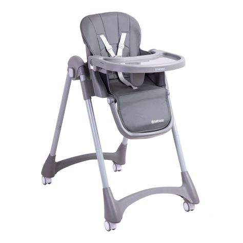 Silla de Comer Bebe Reclinable Plegable Easy Eat Gris-0