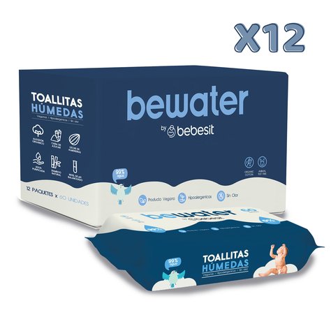 Wipes Toallas Húmedas BeWater Bebesit - Caja 12x60 unidades-0