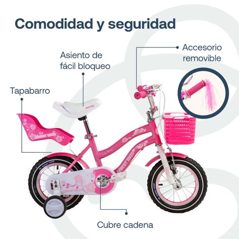 Bicicleta Infantil Queen Aro 12 Rosada Bebesit-4
