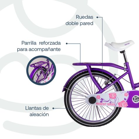 Bicicleta Infantil Queen Aro 20 Morada Bebesit-3