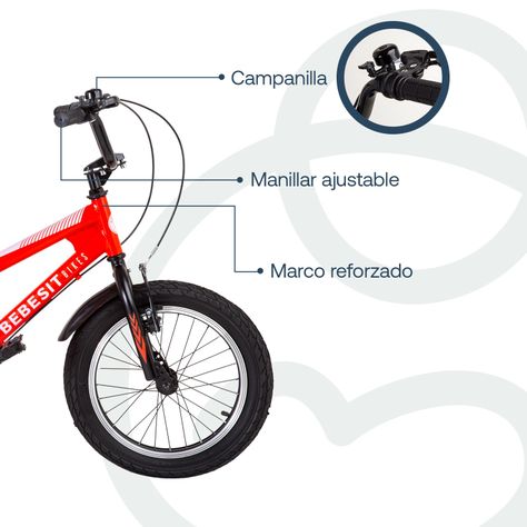 Bicicleta Canyon 16" Rojo Cubre Cadena Niños 4-10 Años Bebesit-2