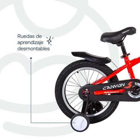 Bicicleta Canyon 16" Rojo Cubre Cadena Niños 4-10 Años Bebesit-5